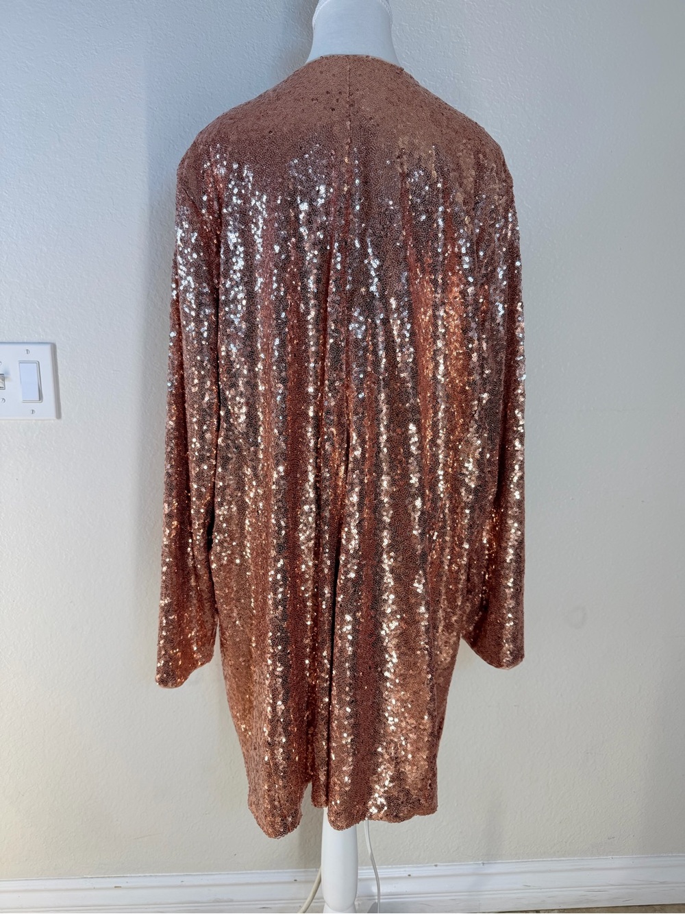 Torrid Women’s Sequin Open Front Duster Cardigan Rose Gold Size 4 - Picture 6 of 16